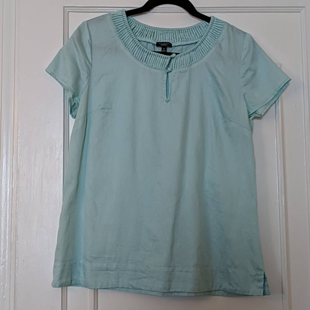 Talbots medium seafoam green blouse